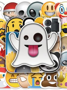 Waterproof Creative Cartoon Emotion Symbol Stickers for Luggage And Laptop Non-Repeating Adhesive Sticker Pack of 52