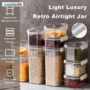 JustLiving 1800ml Light Luxury Airtight Jar Household PET Grain Kitchen Storage Box Moisture-proof and Waterproof Sealed Fresh-keeping Jar Snack Dry Tea Storage Jar