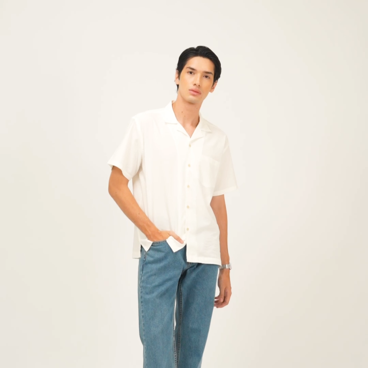 EDWIN JEANS ISAMU WHITE Kemeja Lengan Pendek Pria Top Man