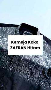 Vanfive Kemeja Koko Batik Shanghai Lengan Panjang Pria Slim Fit ZAFRAN - Hitam