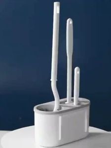 GREENSIDOOR Toilet Bowl Brush 3 in 1 Set Wall-mounted Toilet Cleaning Brush Set with Silicone Bristle Crevice Brush Multifunction Toilet Brush Holder for Bathroom