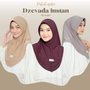 KENAN - Paket Usaha Bergo Hamidah Dzevada Size M Jersey Isi 10pcs (isi random) Busa Casual Jilbab Kerudung Nyaman Instan