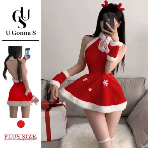 U Gonna S Đồ lót giáng sinh cho nữ đồ ngủ màu đỏ không tay Bodycon v-cổ hở lưng nâng ngực thời trang đàn hồi ngủ bên 2025 thiết kế mới quà tặng cho bạn gái