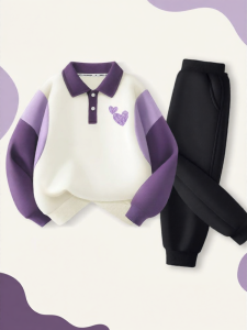 Childrens Spring Clothing Set Polo Shirt Hoodie for Older Girls