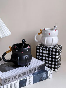 Goofy Doodly Eyes Cat Ceramic Mug