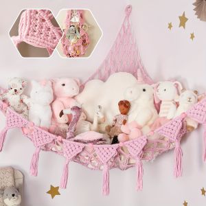 Large Plush Toy Hammock Cute Stuffed Animal Storage Net Bedroom Wall Decoration Baby Doll Storage Hanging Bag