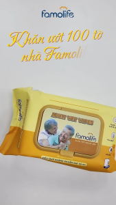 Khăn ướt Famolife 100 tờ không mùi mềm mịn dưỡng ẩm vệ sinh cho người lớn