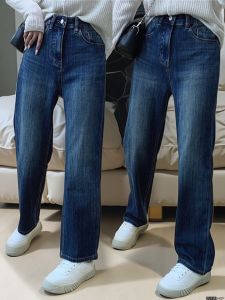 High Waist Slim Fit Wide Leg Jeans Womens Spring Summer Autumn Long Loose Straight Cotton Denim High Rise Trousers