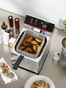 Nasi Nisi Commercial Electric Fryer Single Cylinder Large Capacity 15 Liters Deep Frying Pan Fried Bean Curd Fried Chicken Skewers French Fries Machine