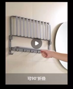 Metal Aluminum Bathroom Shelf Bathroom Towel Rack Toilet Storage Rack Wall Mounted Free Punching for Easy Ins