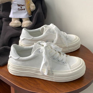 Womens Thick Bottom Canvas Shoes Casual Cross Buckle Low Top round Toe Rubber Sole Pure Color Versatile Student Style