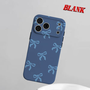 Blue Bow Simple Texture Phone Case for iPhone 18 17 16 15 14 13 12 11 Air Pro Max Plus Double-layer Cover