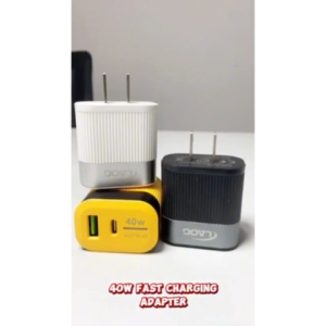 LAOG 40W Fast Charging Adapter Auto-ID Dual Output USB & Type-C Quick Charger for Cellphone & Smartphone 3 Colors Available Yellow Black White