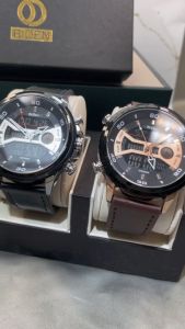 BIDEN Jam Tangan Pria Original Multi Fungsi Laki Dial Tahan Air Santai Olahraga Digital Display LED Cowok Dewasa Ori Baru 2022 Dual Movement