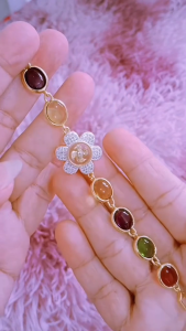 กำไลกังหันแชกงหมิว กำไลนำโชคหมุนได้ กำไลมงคลเสริมดวง สร้อยข้อมือพลังงานบวก กังหันหมุนโชค พลอยแดง หรูหรา A1-P164