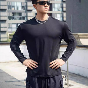 Loose Fit Mens Long Sleeve Fitness Clothing Training Running Gym Workout Clone Cotton Breathable Quick Dry Sports Wear