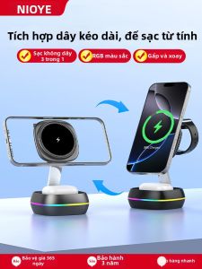 NIOYE | Đế Sạc Không Dây Gập 3-trong-1 Có Từ