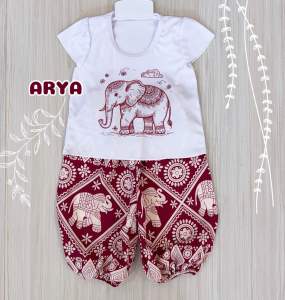 ชุดเด็ก ลายช้าง ลายไทย สงกรานต์ (รหัสDD88) งานพร้อมส่ง 6-24เดือน น้ำหนัก6-11กิโล ใส่สวยและน่ารักมากๆ เสื้อ+กางเกง เด็กหญิง