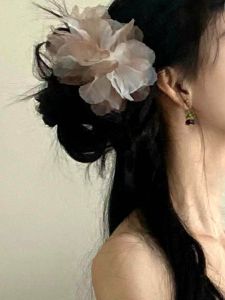 Elegant Multi-Layer Silk Flower Hairpin for Women Traditional Cheongsam Headwear Princess Style Hair Accessories Korean Fashion