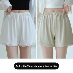 DUOLIANTI | Quần an toàn bằng lụa băng cho nữ mùa hè mỏng rộng rãi quần lót ren ngắn chống ánh sáng không co giãn