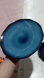 จานแบน จานสลัด จานสเต๊ก ขนาด 8 นิ้ว จานสีน้ำเงิน จานใหญ่ๆ จานสวยๆ จานกระเบื้อง จานเซรามิคสวยๆ