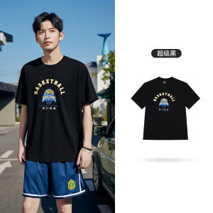 Loose Fit Mens Sport T-Shirt Breathable Ice Sensation Short Sleeve round Neck Printed Casual Top for Summer 2025