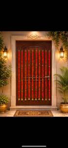 Feather Yarn Flower Backdrop Curtain 7 Feet Length 5 Feet Width for Temple Wedding Diwali Festival Ganesh Pooja Home and Event Decoration