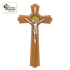 Saint Benedict Medal Wall Crucifix XS (130×230mm) | K-Catholic Goods | Made in Korea | St. Benedict Medal Catholic Wall Cross with Jesus Crucifix for Home Blessing & Gift
