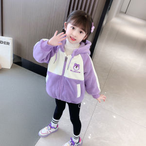 Girls Fleece Lined Thickened Autumn Winter Jacket Outdoor Wear Childrens Fashion Baby Clothes 2023 New Style Sporty Hooded Zipper Coat