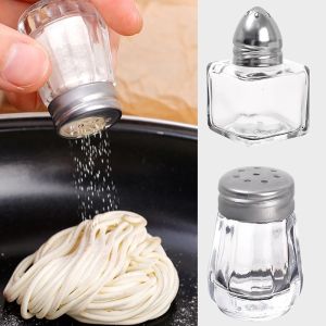 Glass Jars for Spices Kitchen Seasoning Jars Square Spice Bottle Salt Pepper Shakers Transparent Spice Container Kitchen Too