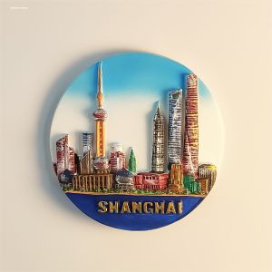 Shanghai Souvenir Magnetic Fridge Magnet Aluminum Foil Eastern Pearl Yu Garden Bund Fridge Magnet Cultural Creative Travel Keepsake