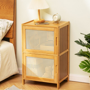 Bamboo Bedside Cabinet Multi-functional Bedside Storage Rack Multi-Layer Storage Shelf