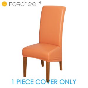 FORCHEER Waterproof PU Chair Cover Stretch Solid High Back Dining Chair Cushion Pad Cover Anti Scratch Oil Proof Stain Resistant Non Slip Removable Wear Resistant Chair Seat Cover
