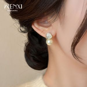 WENXI | Heart-shaped Pearl Unique Earrings