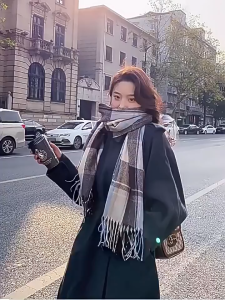 ✨✨✨ ผ้าพันคอสำหรับเดินทางให้ความอบอุ่นพิมพ์ลายสก๊อตหรูหราผ้าแคชเมียร์สำหรับผู้หญิงผ้าแคชเมียร์ฤดูหนาวพร้อมผ้าคลุมไหล่มีพู่ห้อยผ้าคลุมไหล่ผ้าคลุมไหล่ใหม่