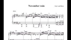 Lagu November Rain (Guns n Roses) music sheet music score partitur musik piano keyboard + gitar
