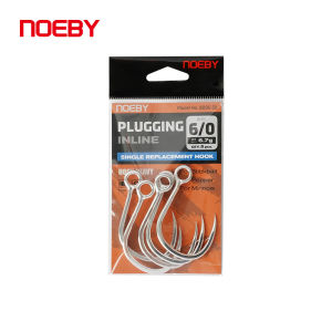 Noeby Replacement Inline Single Hook 5X Strong Hi-Carbon Steel for Big Saltwater Lure Casting Game Heavy Duty Inline Single Hook