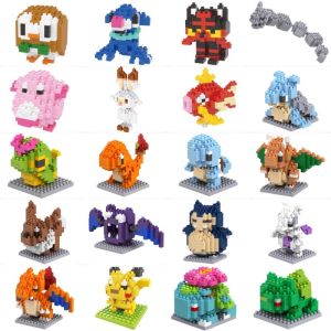 Animated Pokemon building blocks set particles hands on to build their own Pokemon park educational Stem toys toy for kids