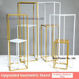 Wedding Decorative Ironwork Geometric Pillar Flower Stand