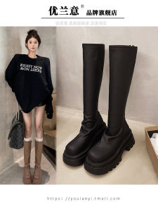 รองเท้าบูทหุ้มข้อหนาสำหรับผู้หญิง ฤดูใบไม้ร่วง 2025 รองเท้าบูทหุ้มข้อสูงใหม่ รองเท้าบูทกระชับส้นเท้า รองเท้าบูททรงสตรีทสำหรับผู้หญิง