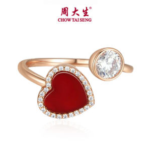 CTS S925 Silver Zircon Red Heart Jewelry Set For Women Fashion Jewelry CHOW TAI SENG 周大生 S1AC0187 S1EC0482 S1HC0393 S1PC1065