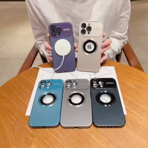 New Titanium Metallic Luxury Matte Case For iPhone 16 15 14 13 12 11 Pro Max Plus For Magsafe Glass Lens Camera Protection Cover