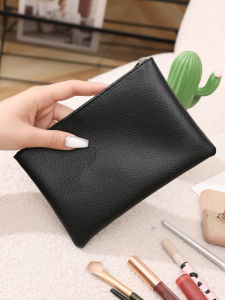 Ultra-Thin Long Soft Leather Wallet Ladies Simple Hand-Held Makeup Bag Coin Storage Zipper Wallet Large Capacity PU Material