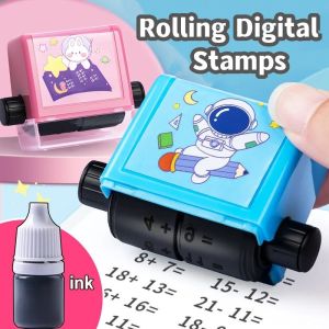 Math Stamp Roll 2 In 1 Multiplication Division Teaching Stamp for Kids Double-Head Roller Digital Teaching Stamp