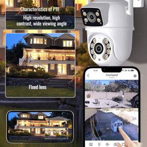 HD Outdoor Dual Lens Dual Screen Alarm Camera Night Vision Wifi Camera Outdoor Waterproof Surveillance CCTV Camera