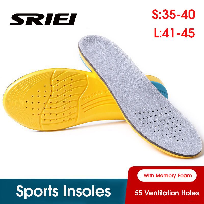 SRIEI 1Pair Memory Foam Thick Absorption Sports Insoles for Men Women