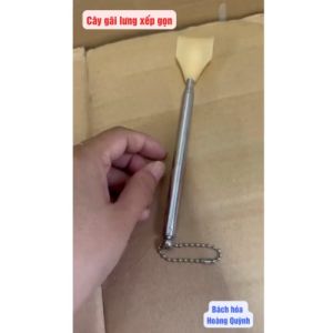 Set 2 cây gãi lưng inox tay kéo dài bàn tay nhựa gậy gãi lưng nhỏ gọn