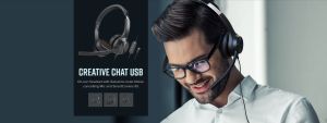Creative HS-220&HS-230&HS-720 V2&Chat USB On-ear Headset with Noise-cancelling Condenser Boom MicInline Mic Mute/VolumeControl