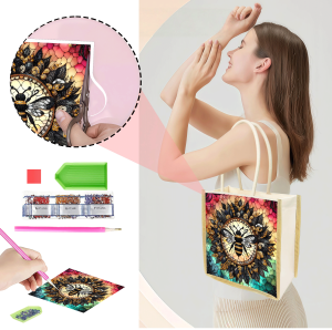 other | 1 Piece of Diamond Painted Shopping bag bee Pattern Canvas Material Interchangeable Pattern daily Commuting use