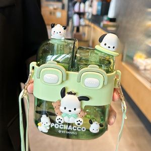 Kuromi Childrens Straw Water Bottle Girl School Specialty Double Cup Summer New Model Portable Water Pot Korean Style Freshness